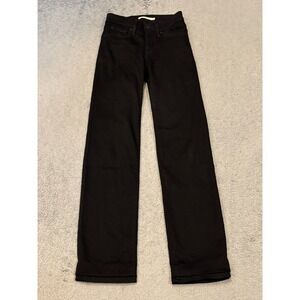 Levis 314 Shaping Straight Jeans Black Mid Rise Stretch Denim Size 24